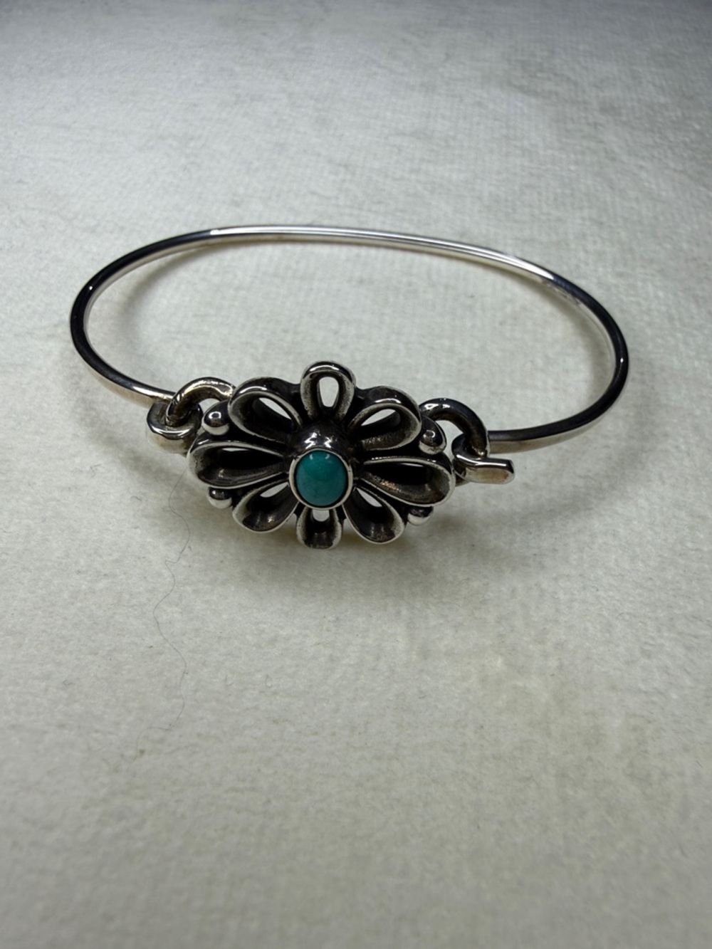 James Avery Sterling Silver Floral Bracelet with Turquoise Stone